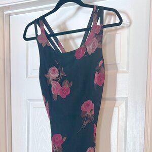 Vtg 90s Scott McClintock Floral Mesh Overlay Gown Whimsigoth A-Line Sz 12